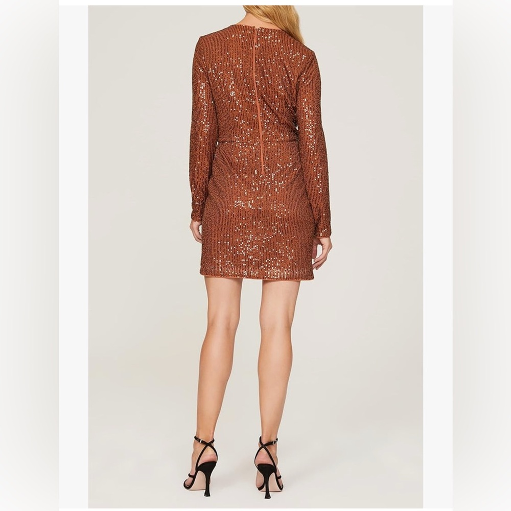 Toccin X $795 Designer Sequined Brown Mini Dress Cocktail Party Size 2 - Picture 4 of 9